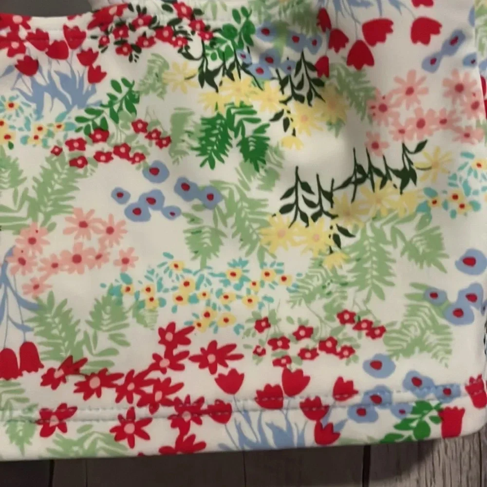 Hanna Andersson Girls  Floral  Stripes Bikini Tankini Swimsuit  Top size 130